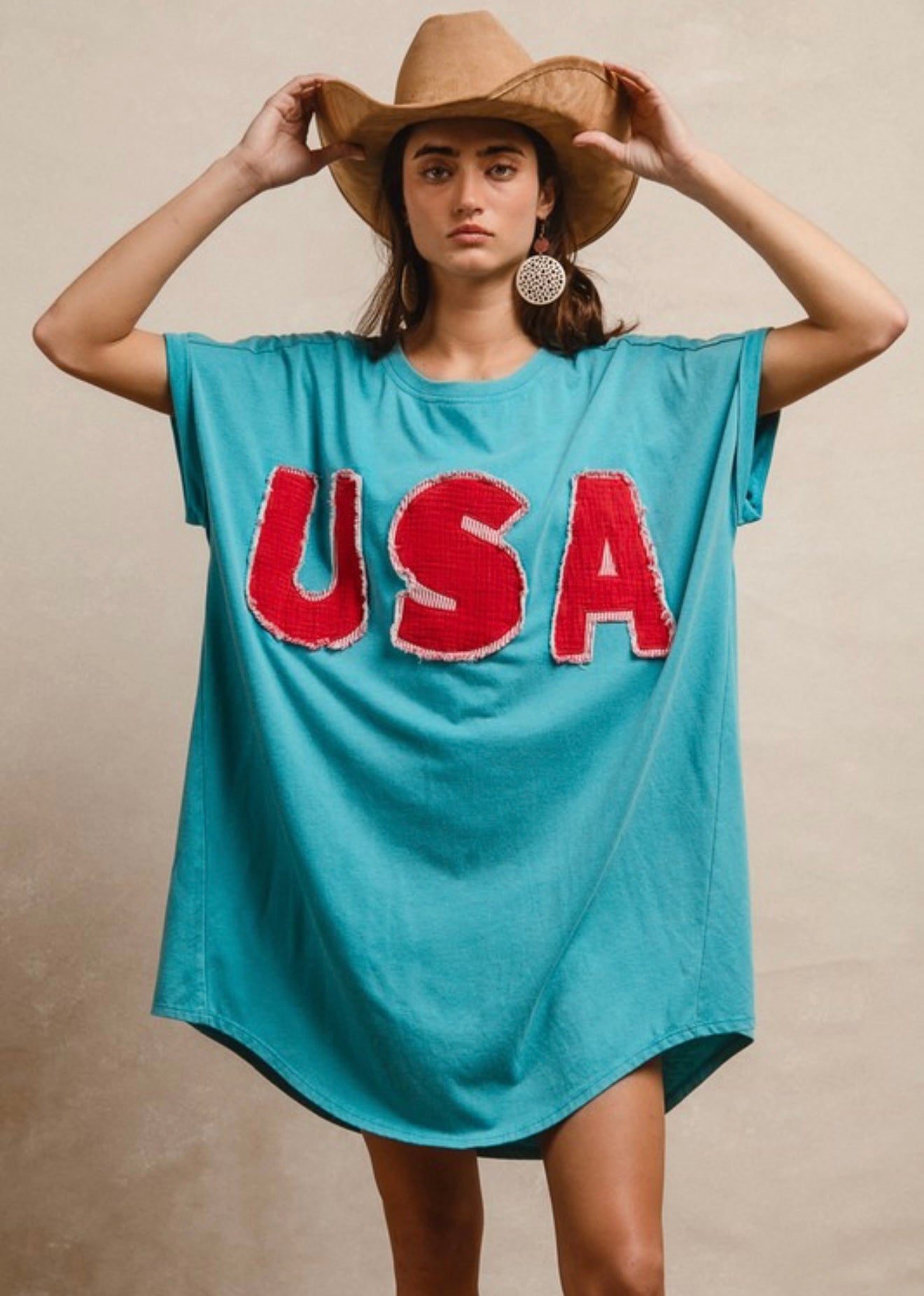 USA vintage turquoise jersey dress