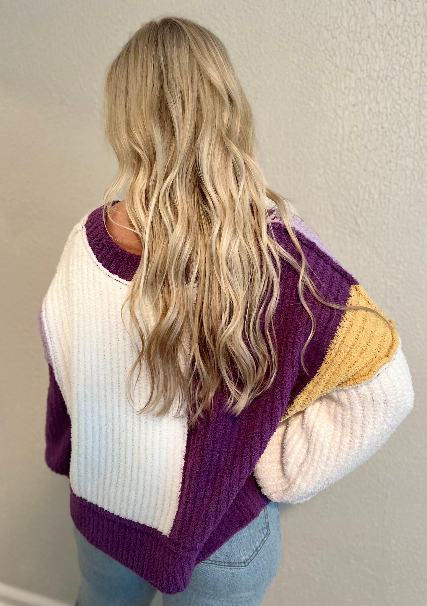 purple & gold sweater