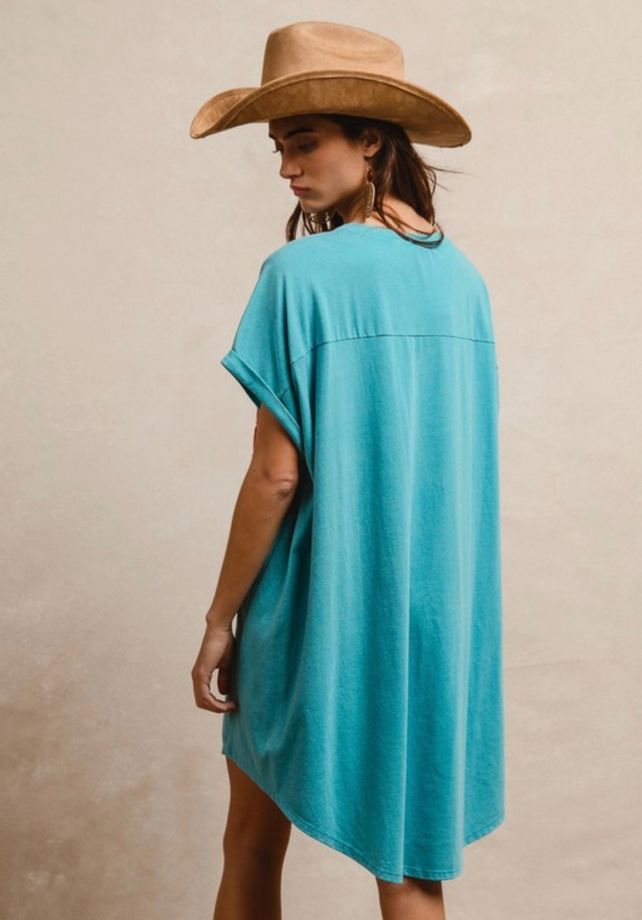 USA vintage turquoise jersey dress