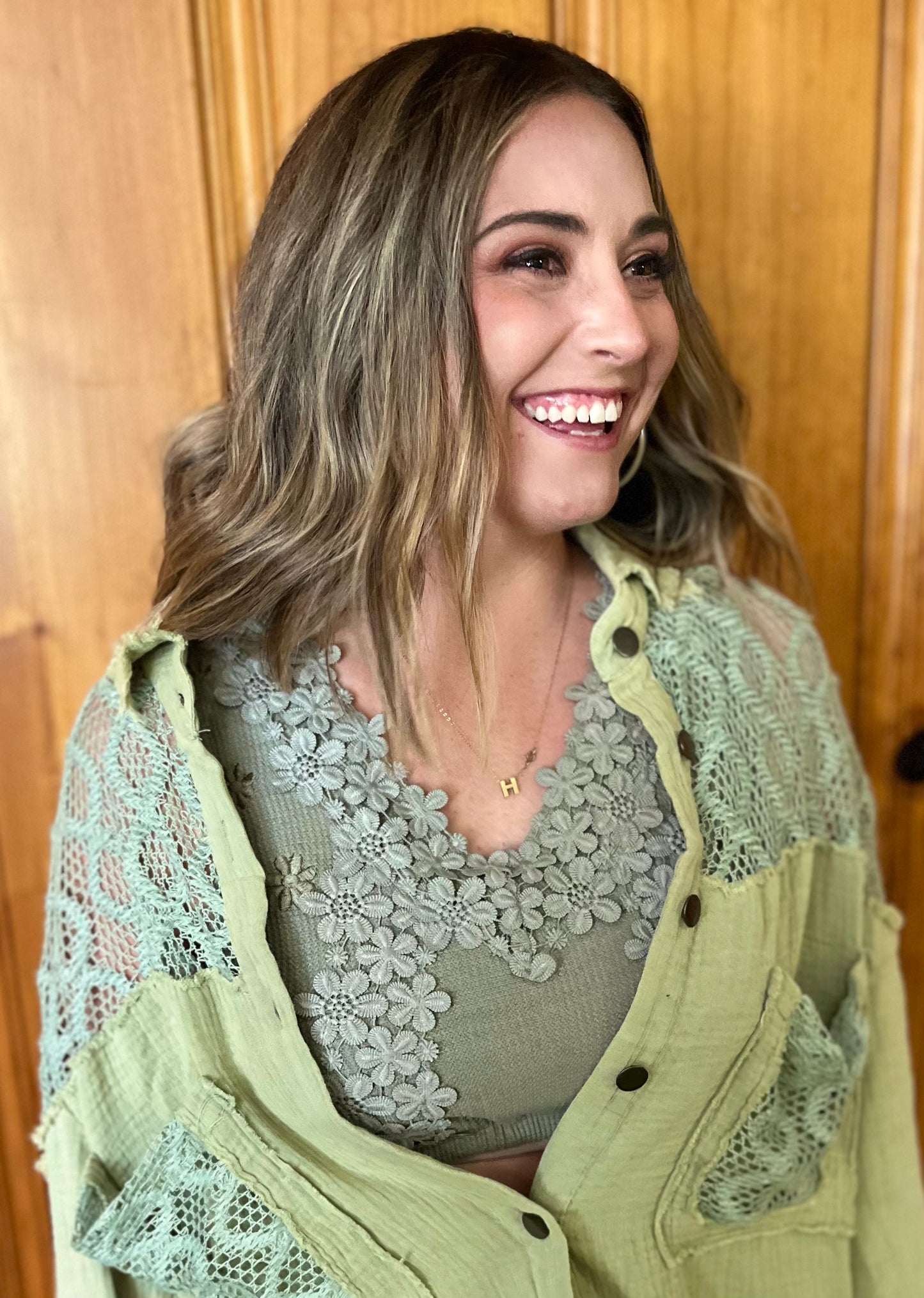 olive knit bralette top