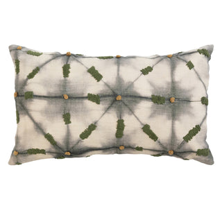 linen lumbar hand-embroidered pillow