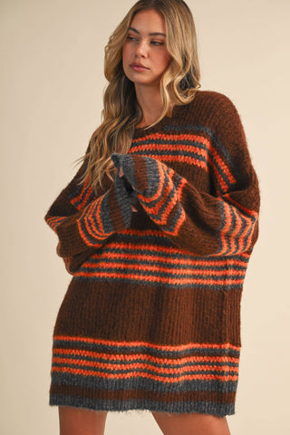 rust + burnt orange sweater dress