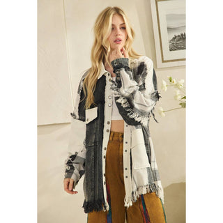 black&white flannel shacket