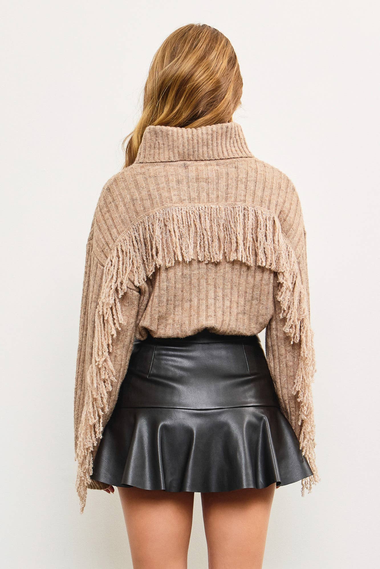 mocha shaggy turtleneck sweater