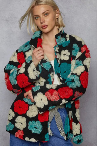 floral sherpa coat