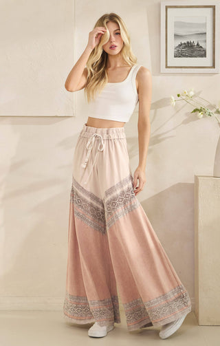 lacy mauve wide leg pants