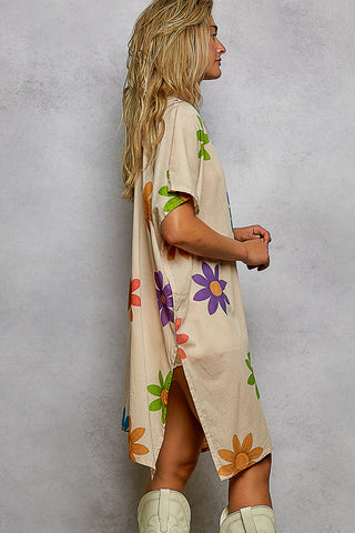 rainbow sunflower tunic dress