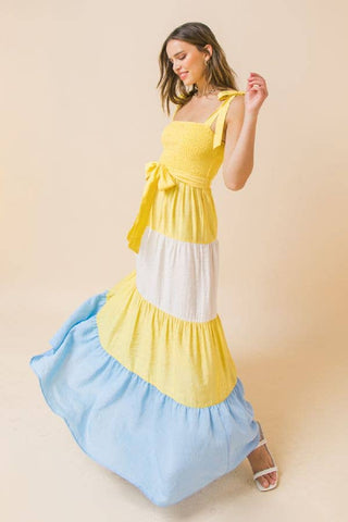 color block maxi dress