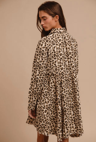 oatmeal cheetah denim dress