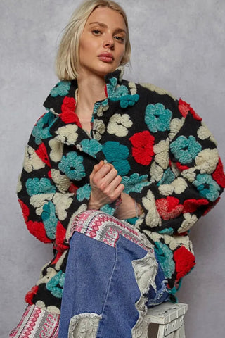 floral sherpa coat