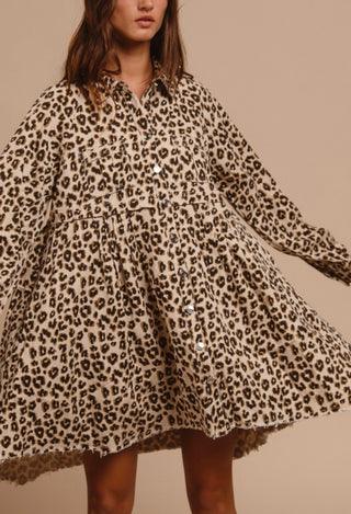 oatmeal cheetah denim dress