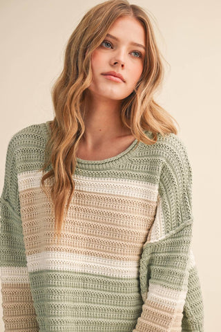 PRE-ORDER // mint + cocoa striped knit set