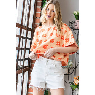 daisy cropped terry top