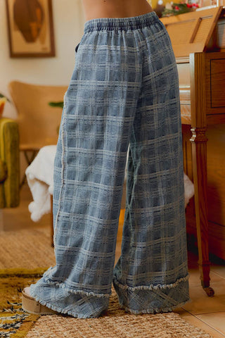 frayed wide-leg denim pants