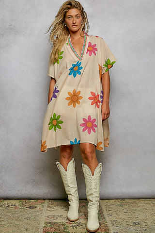 rainbow sunflower tunic dress