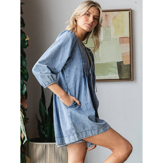olive washed denim romper