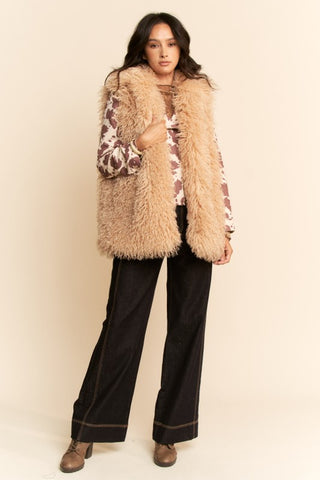 caramel shaggy vest
