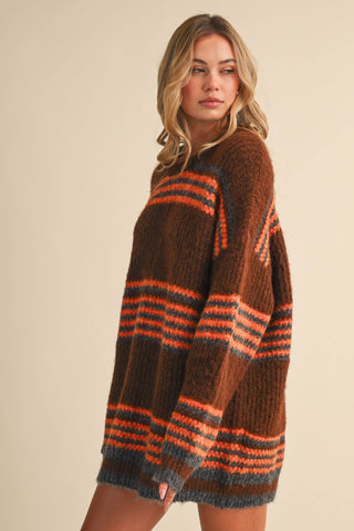 rust + burnt orange sweater dress