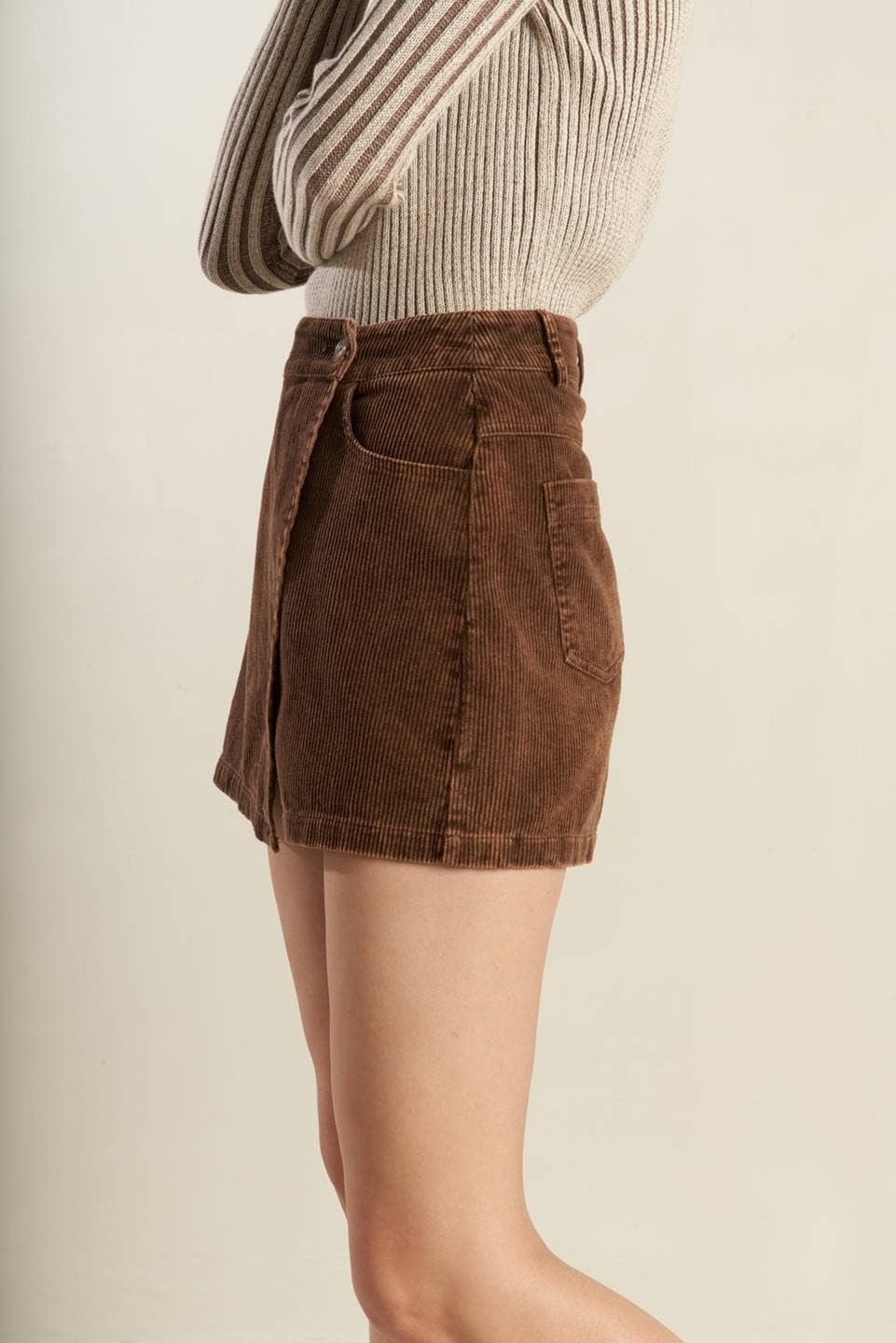 mocha washed corduroy skort