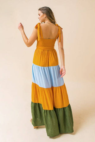 color block maxi dress