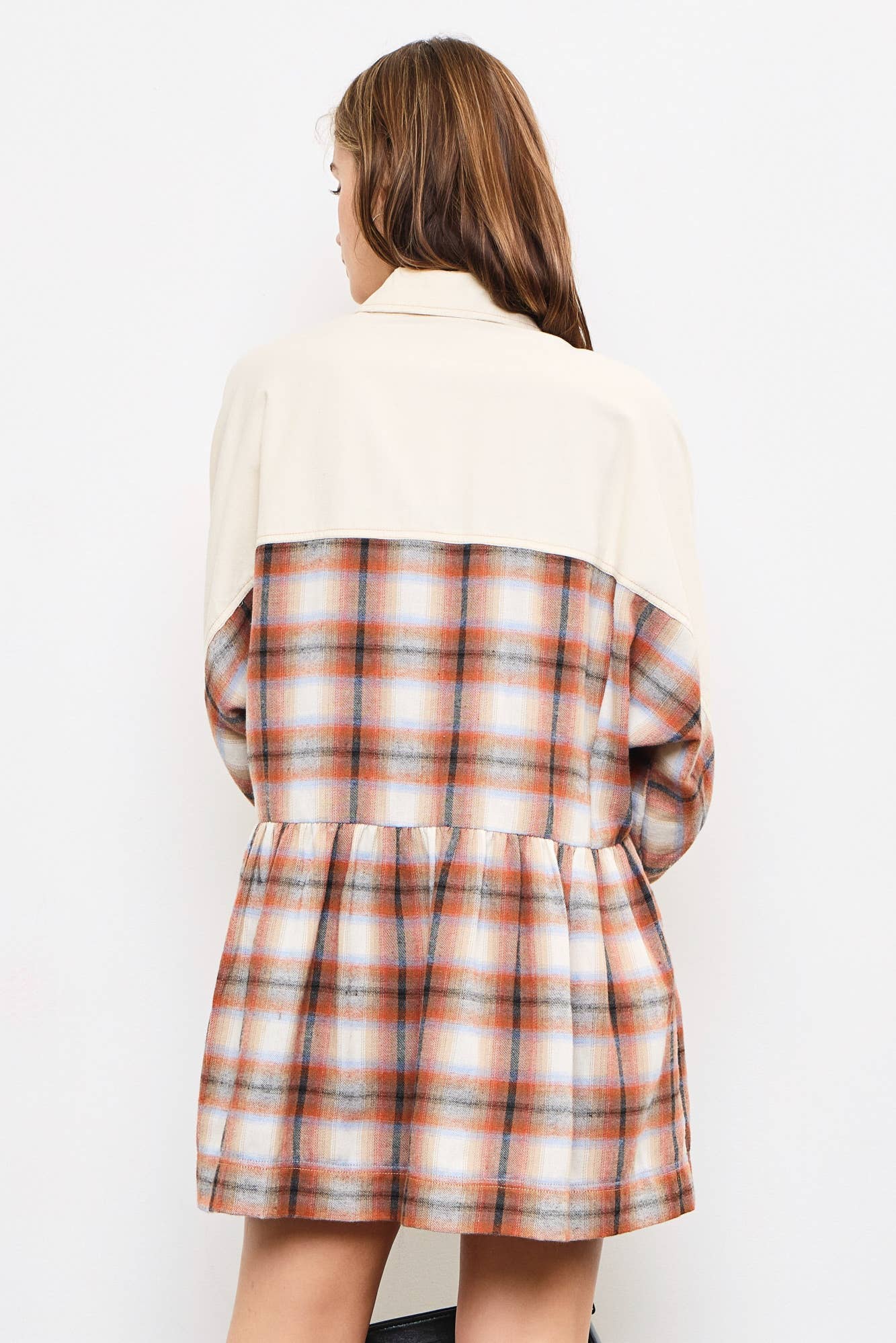 plaid button-down dress