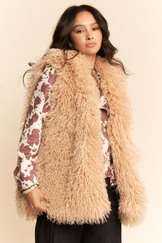 caramel shaggy vest
