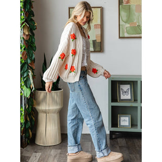 coral flower cardi