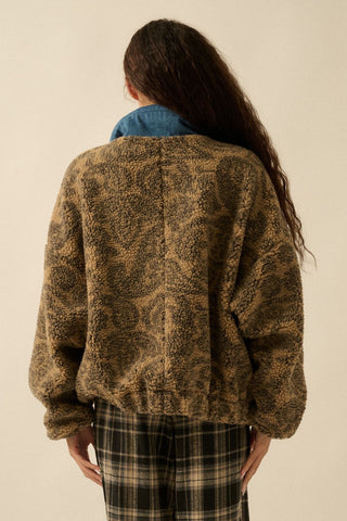 mocha paisley sherpa pullover