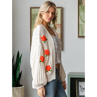 coral flower cardi