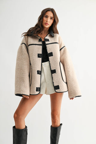 reversible sherpa + leather jacket