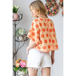 daisy cropped terry top