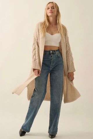 oatmeal cable knit cardi