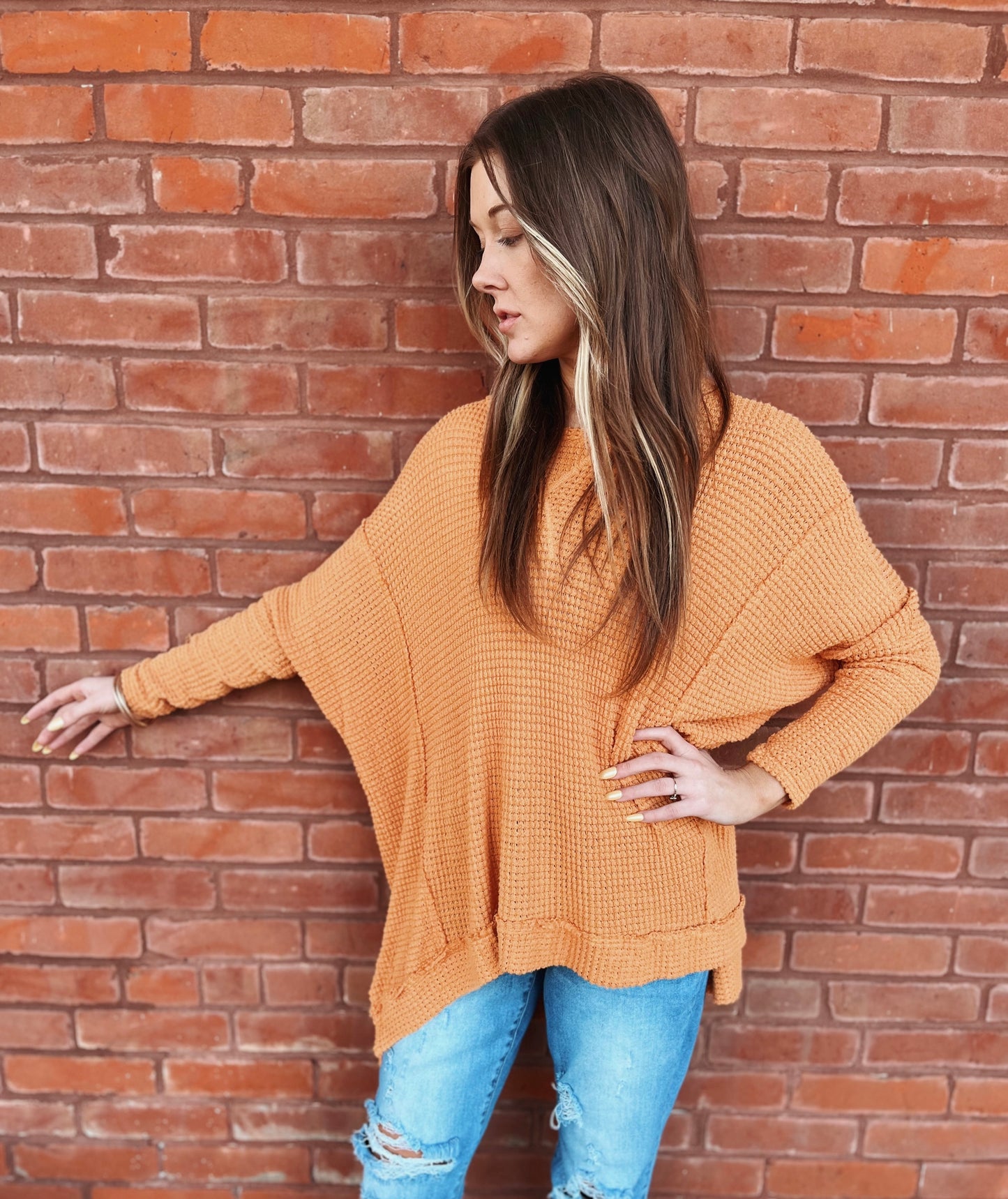 orange sherbet knit top