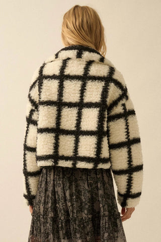 black&white sherpa coat