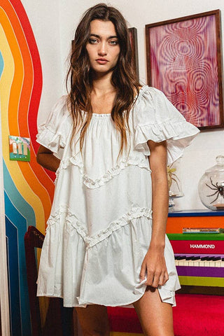 frill trim tiered babydoll dress