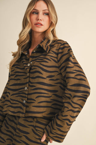 mocha zebra suede set