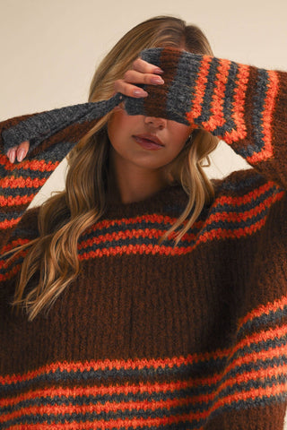 rust + burnt orange sweater dress
