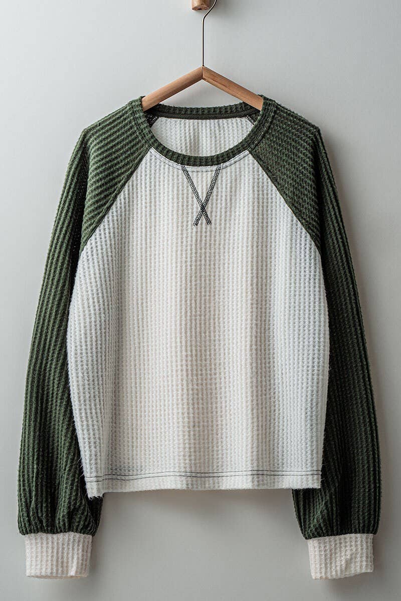 waffle knit baseball raglan