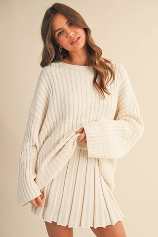 mahogany tunic + pleated skirt set