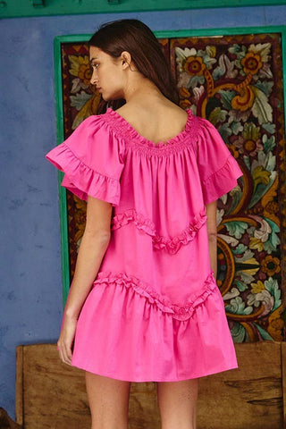 frill trim tiered babydoll dress