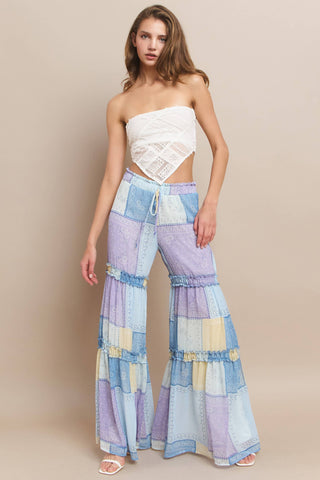 patchwork print palazzo pants