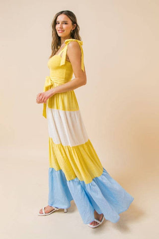 color block maxi dress