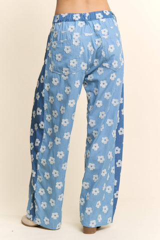 flower print wide-leg culotte pants