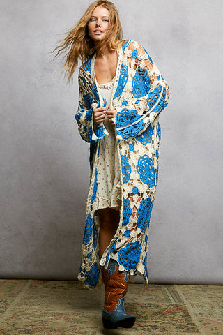 blue&white crochet cardigan