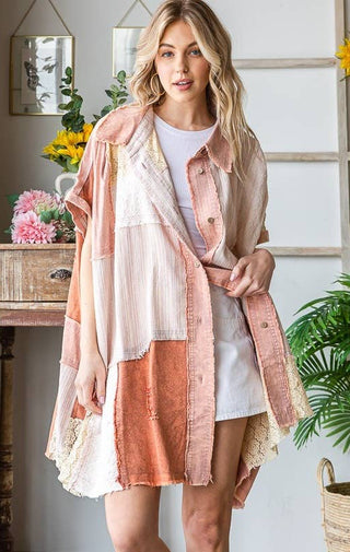 peach + clay mineral wash shirt dress