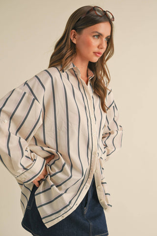 taupe button-down shirt dress