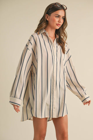 taupe button-down shirt dress