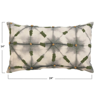 linen lumbar hand-embroidered pillow