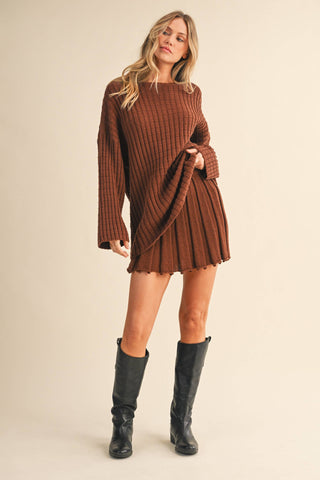 mahogany tunic + pleated skirt set