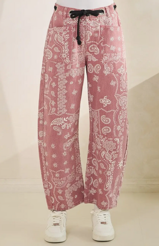 mauve paisley denim pants